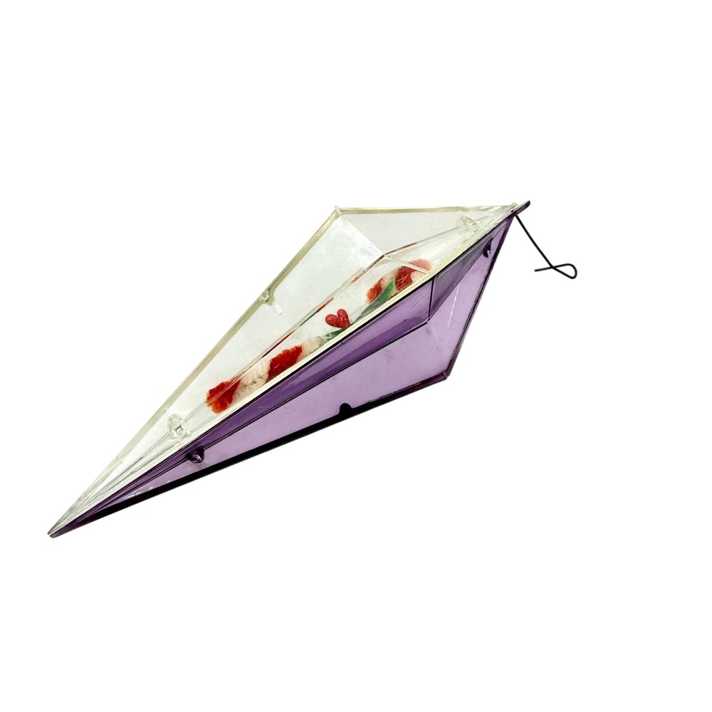 Jewelbrite Mid Century MCM Purple Plastic Diorama Candy Cane Christmas‎ Ornament